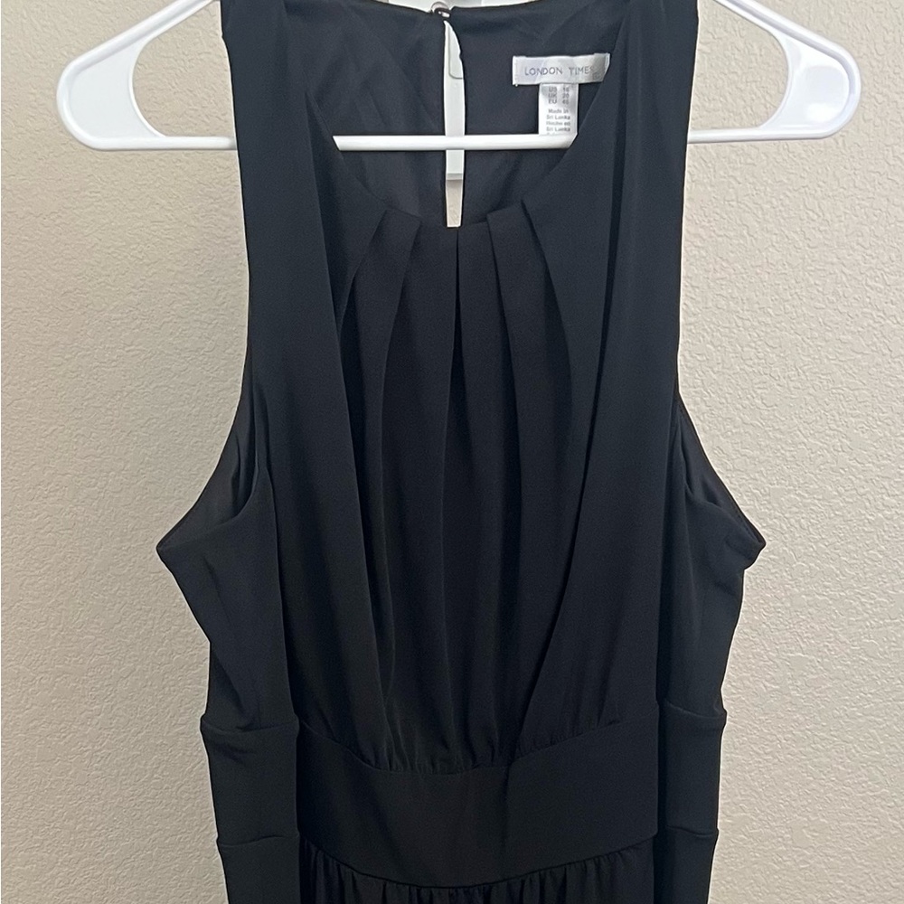 London Times Black Ruched Sheath Dress
